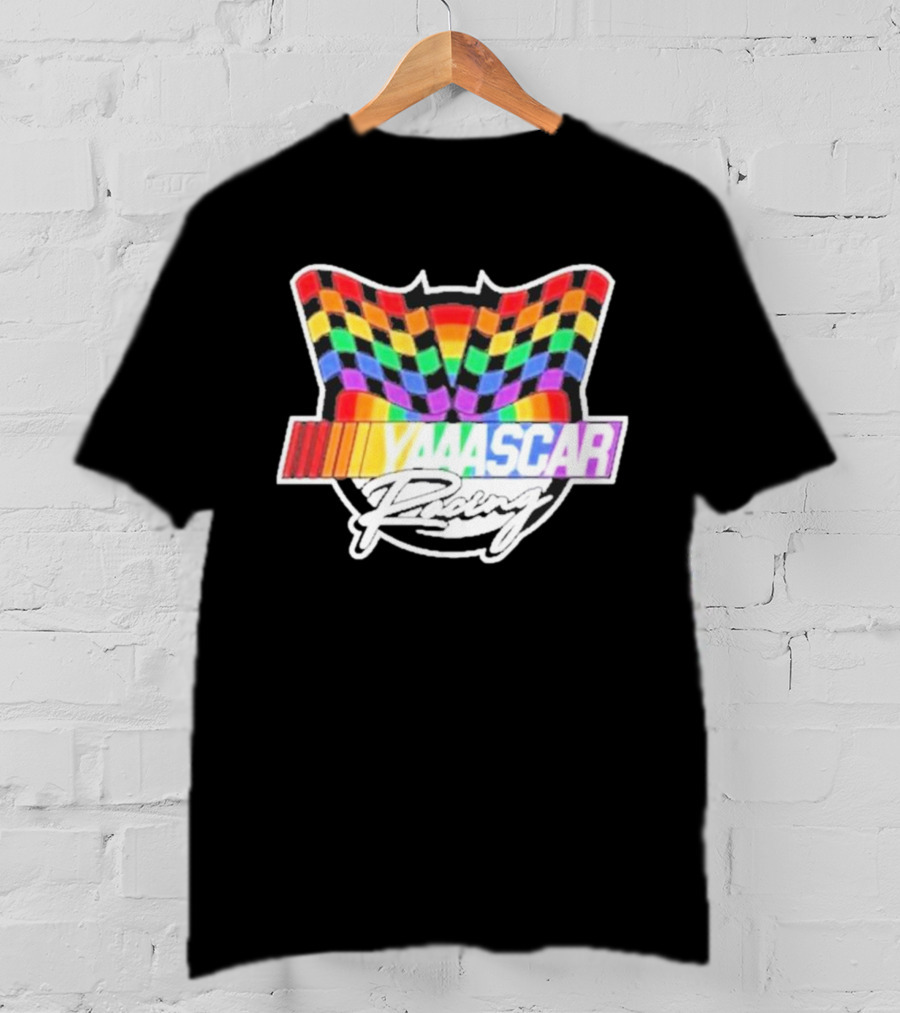Yaascar Racing Rainbow Checkered Flag T-Shirt