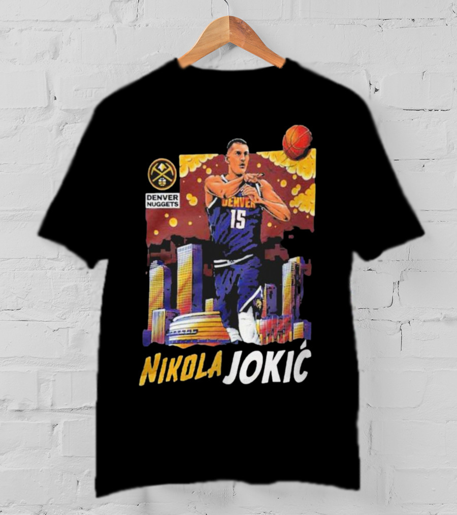 Nikola Jokic Denver Nuggets Nba Player Basketball Skyline T-Shirt