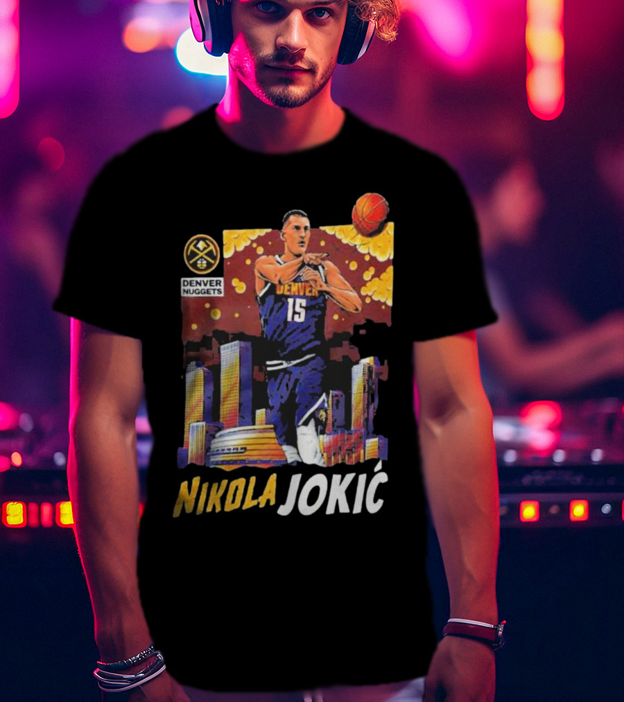 Nikola Jokic Denver Nuggets Nba Player Basketball Skyline T-Shirt