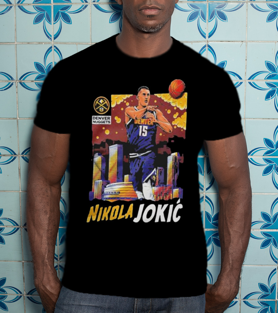 Nikola Jokic Denver Nuggets Nba Player Basketball Skyline T-Shirt