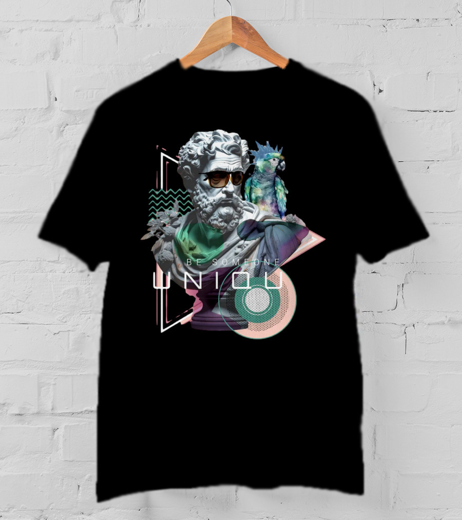 Be Someone Unique Statue With Sunglasses And Colorful Parrot T-Shirt