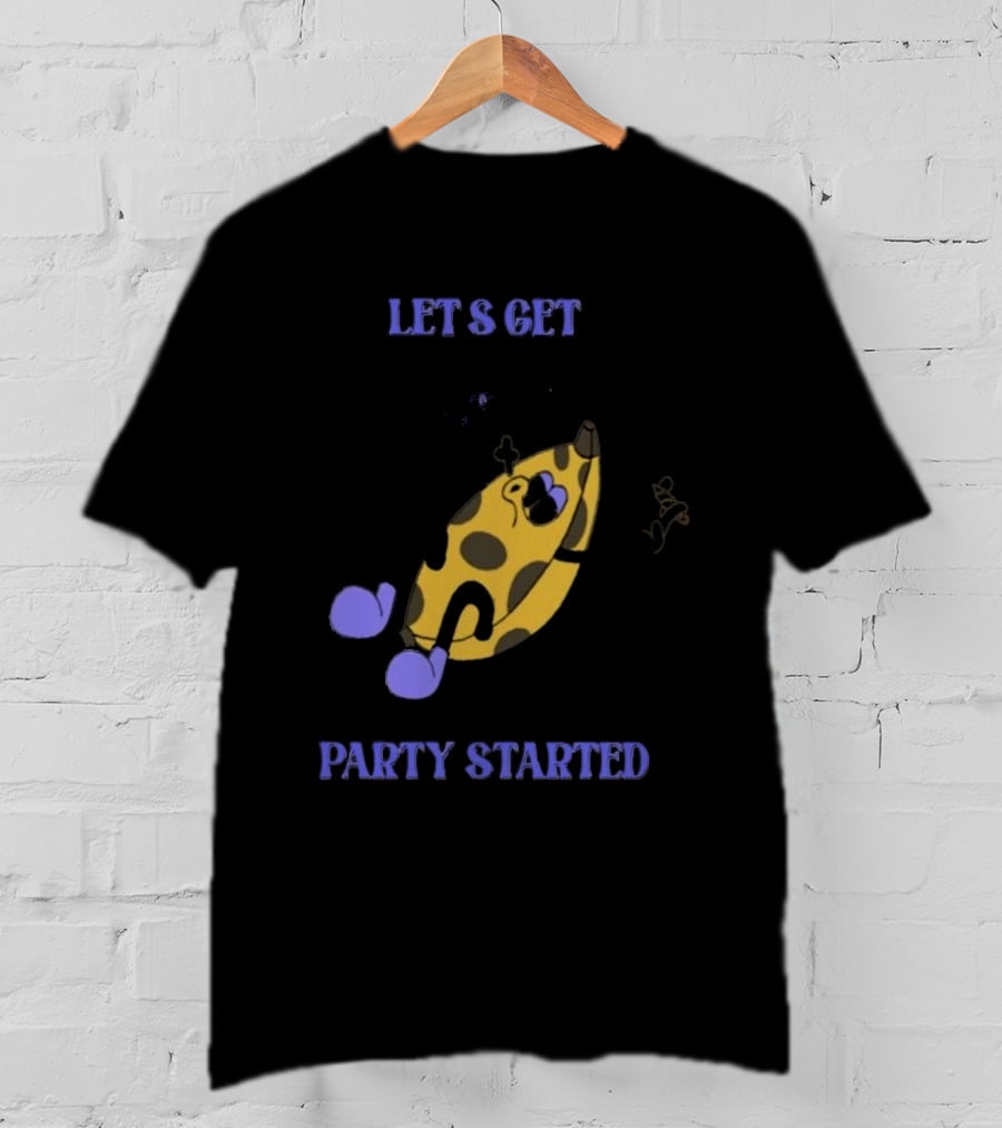 LET'S GET PARTY STARTED Vintage Cartoon Banana Music Fan Celebrating With Cigarette T-Shirt
