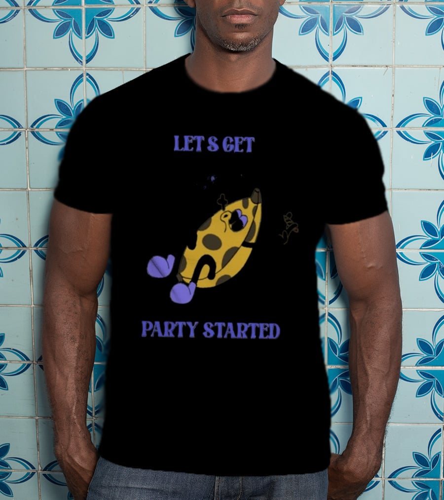 LET'S GET PARTY STARTED Vintage Cartoon Banana Music Fan Celebrating With Cigarette T-Shirt