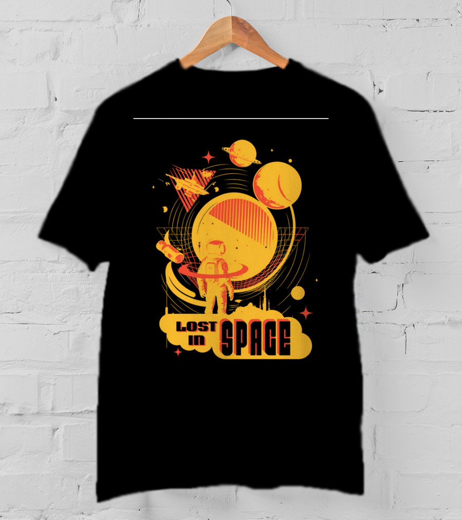 Lost In Space Astronaut With Planets And Rockets Retro T-Shirt