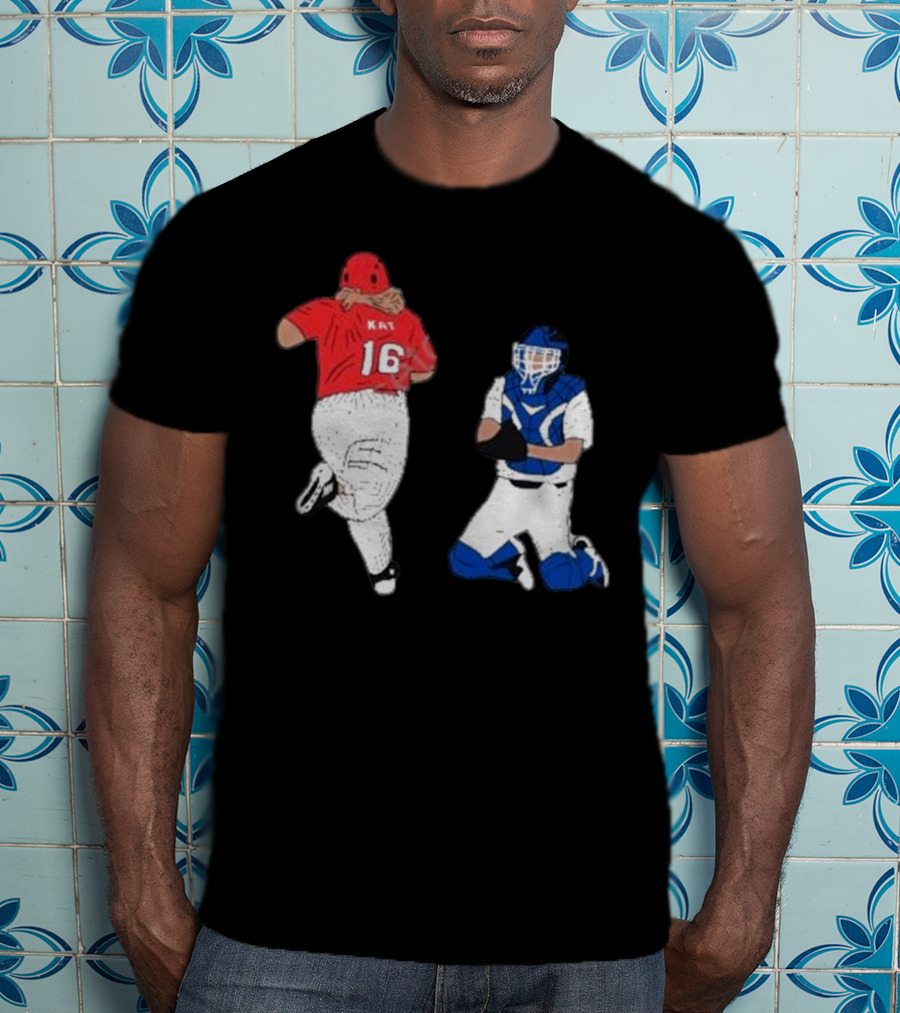 Adeline Sandridge Go Truck 'Em Kay 16 Baseball Action Scene T-Shirt