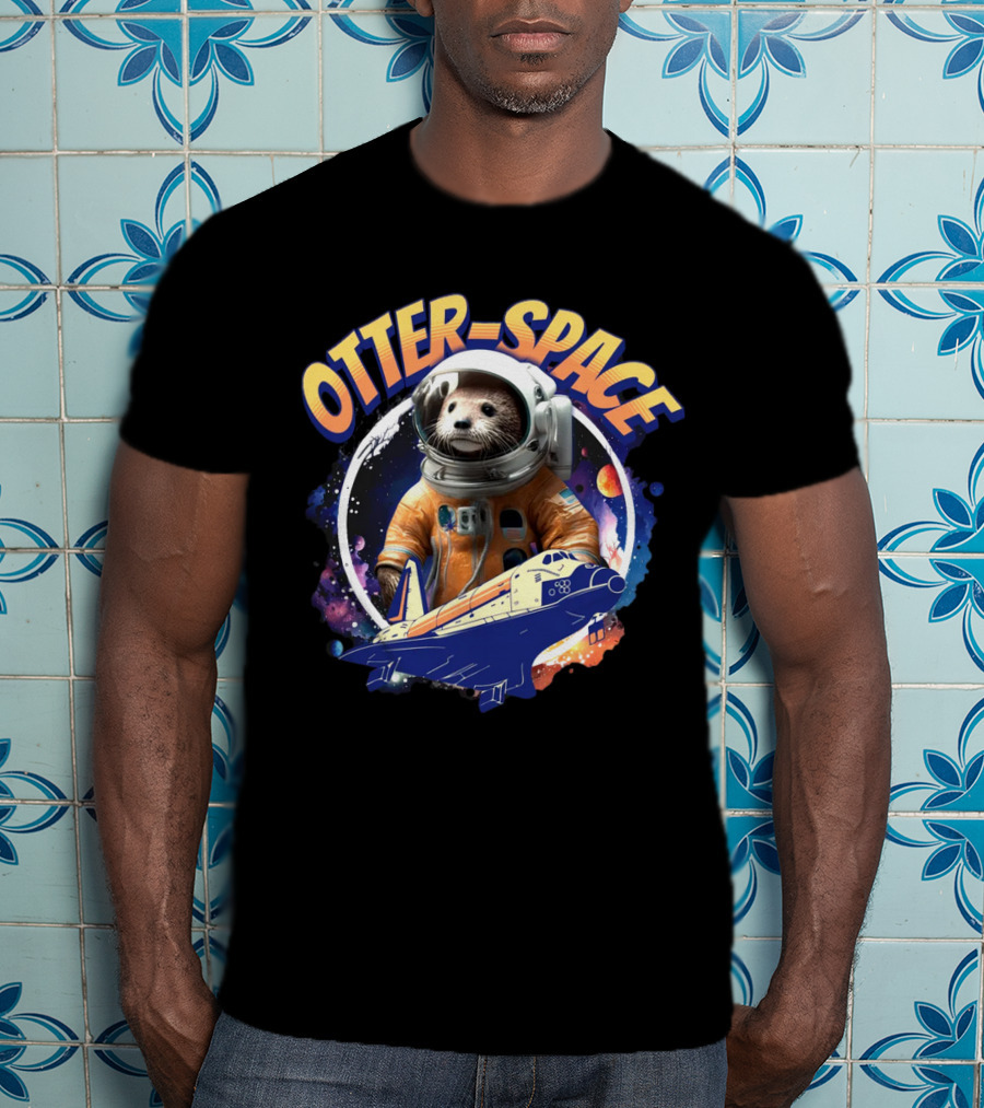 OTTER-SPACE Astronaut Otter In Space Shuttle Adventure T-Shirt