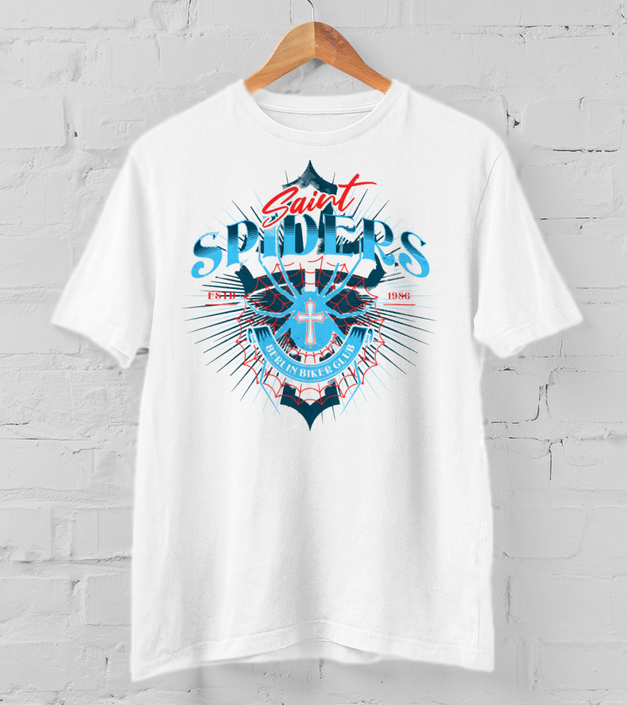 Saint Spiders Berlin Biker Club Estd 1986 Emblem T-Shirt