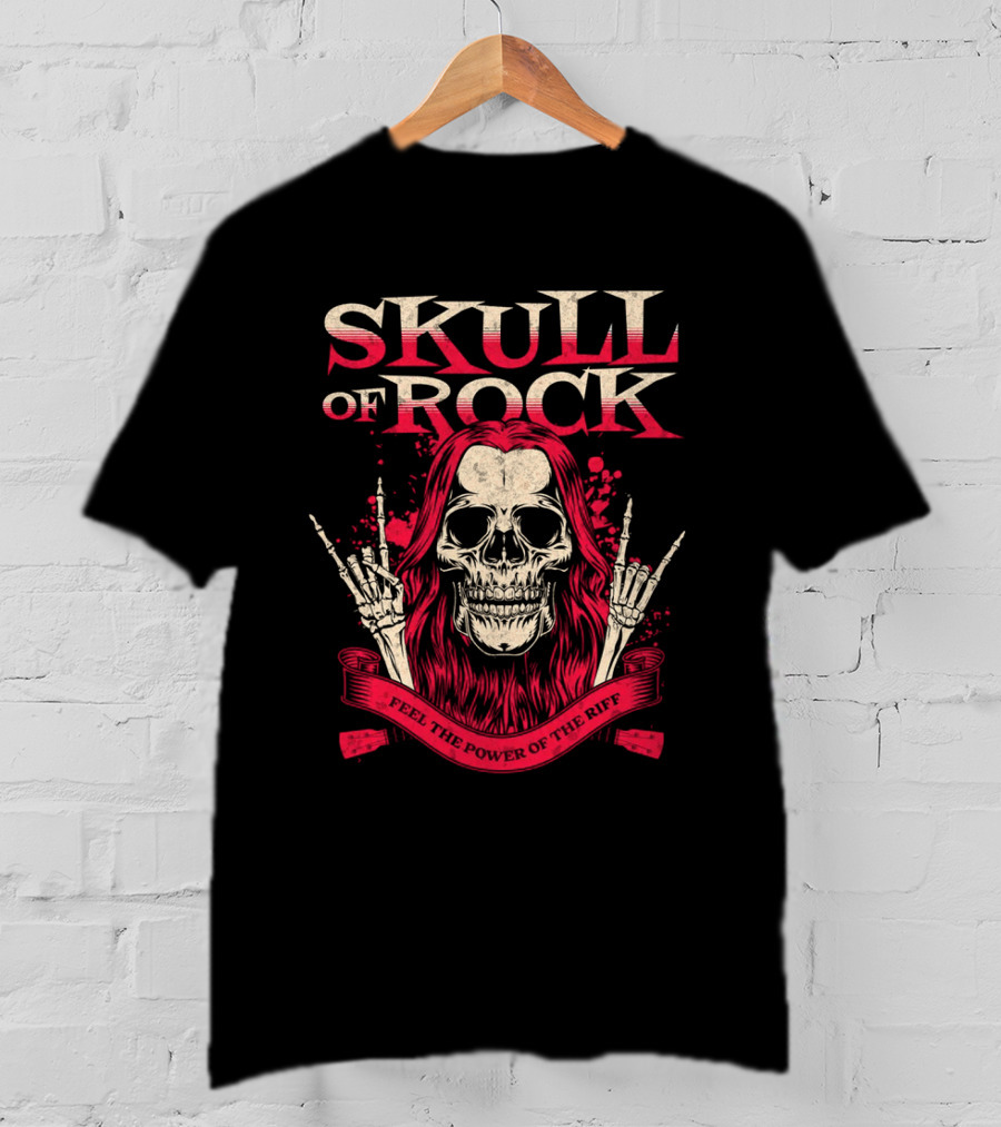 Skull Of Rock Feel The Power Of The Riff T-Shirt