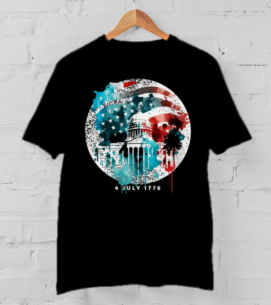 4 July 1776 American Flag Capitol Building Patriotic T-Shirt
