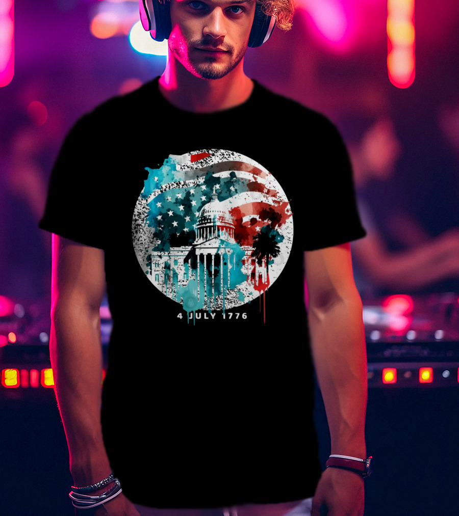 4 July 1776 American Flag Capitol Building Patriotic T-Shirt