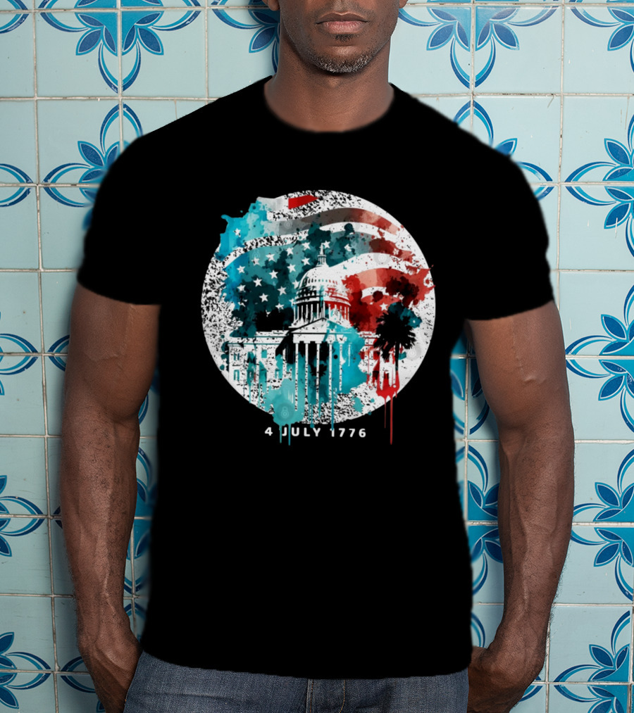 4 July 1776 American Flag Capitol Building Patriotic T-Shirt
