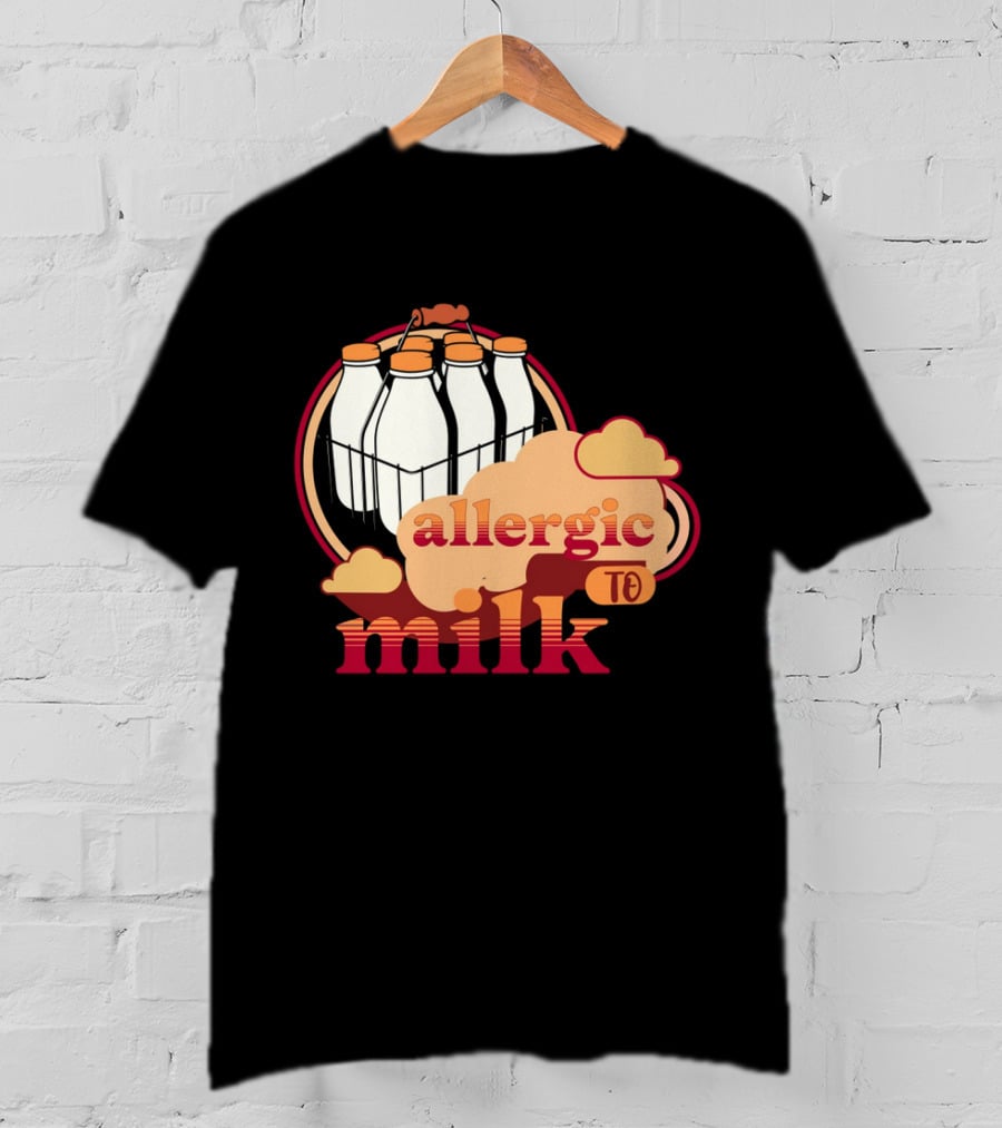 Allergic To Milk With Milk Bottles In T-Shirt
