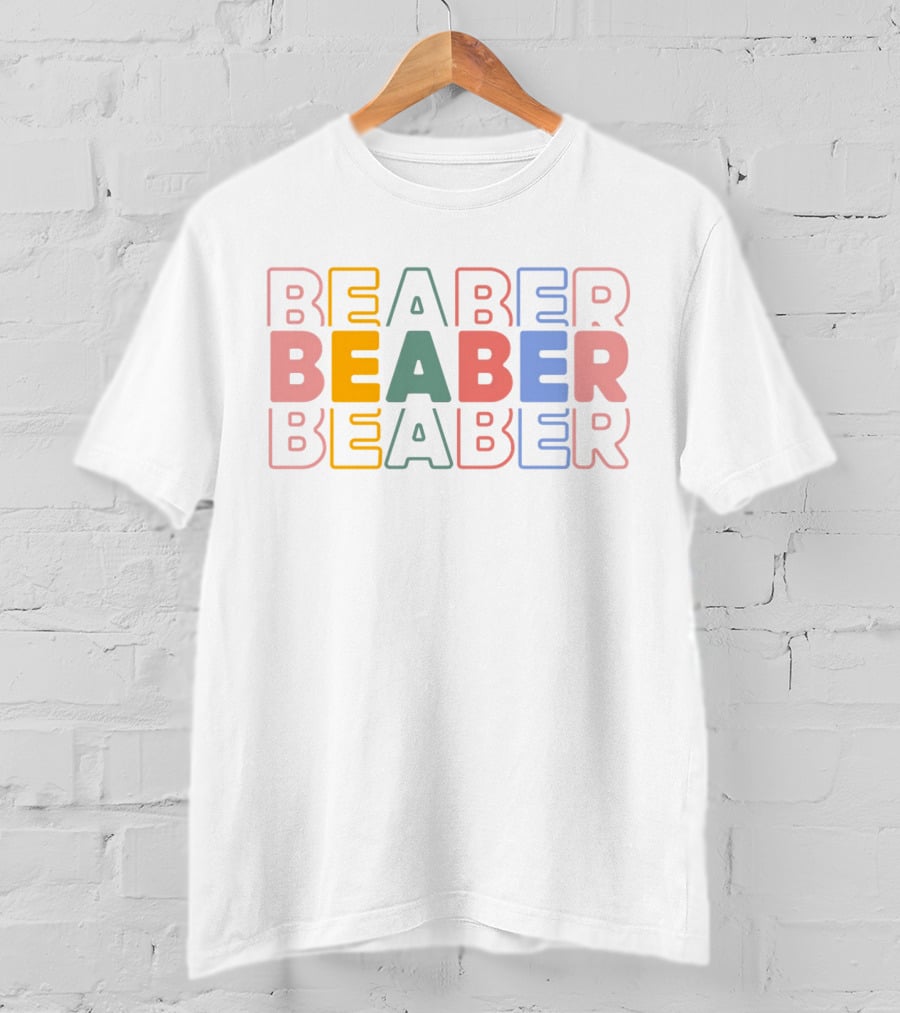 BEABER Multicolor Text Stacked Typography T-Shirt