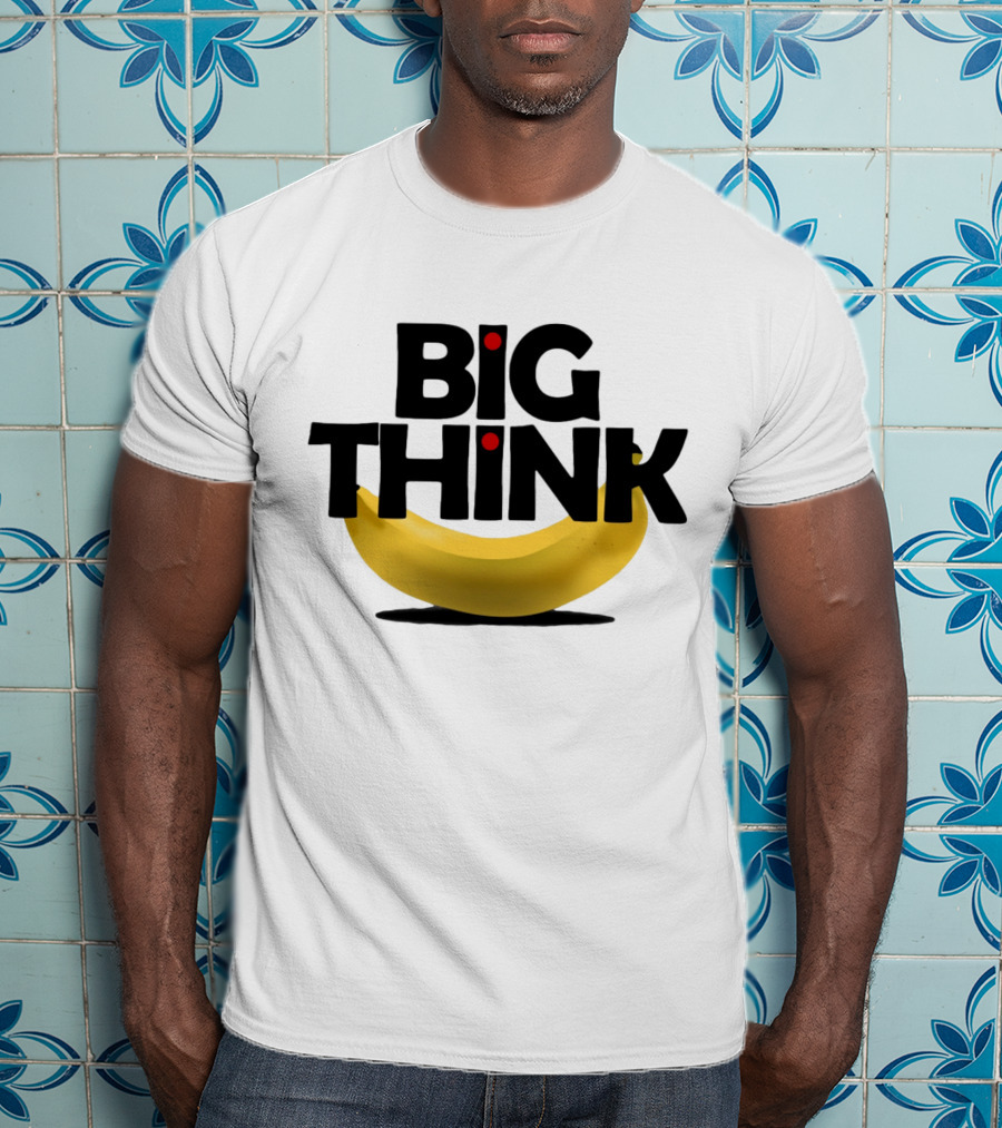 Big Think Black Text Yellow Banana Red Dots T-Shirt