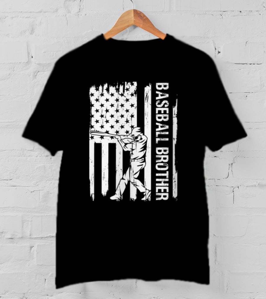 Baseball Brother USA Flag Catcher Father's Day T-Shirt
