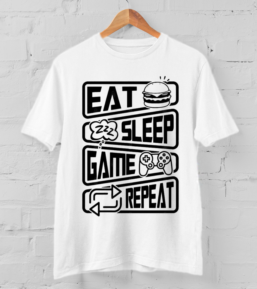 Eat Sleep Game Repeat Burger Controller Icons T-Shirt