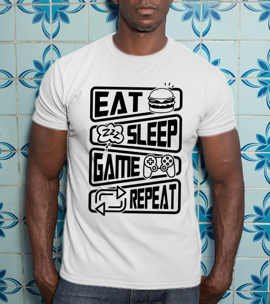 Eat Sleep Game Repeat Burger Controller Icons T-Shirt
