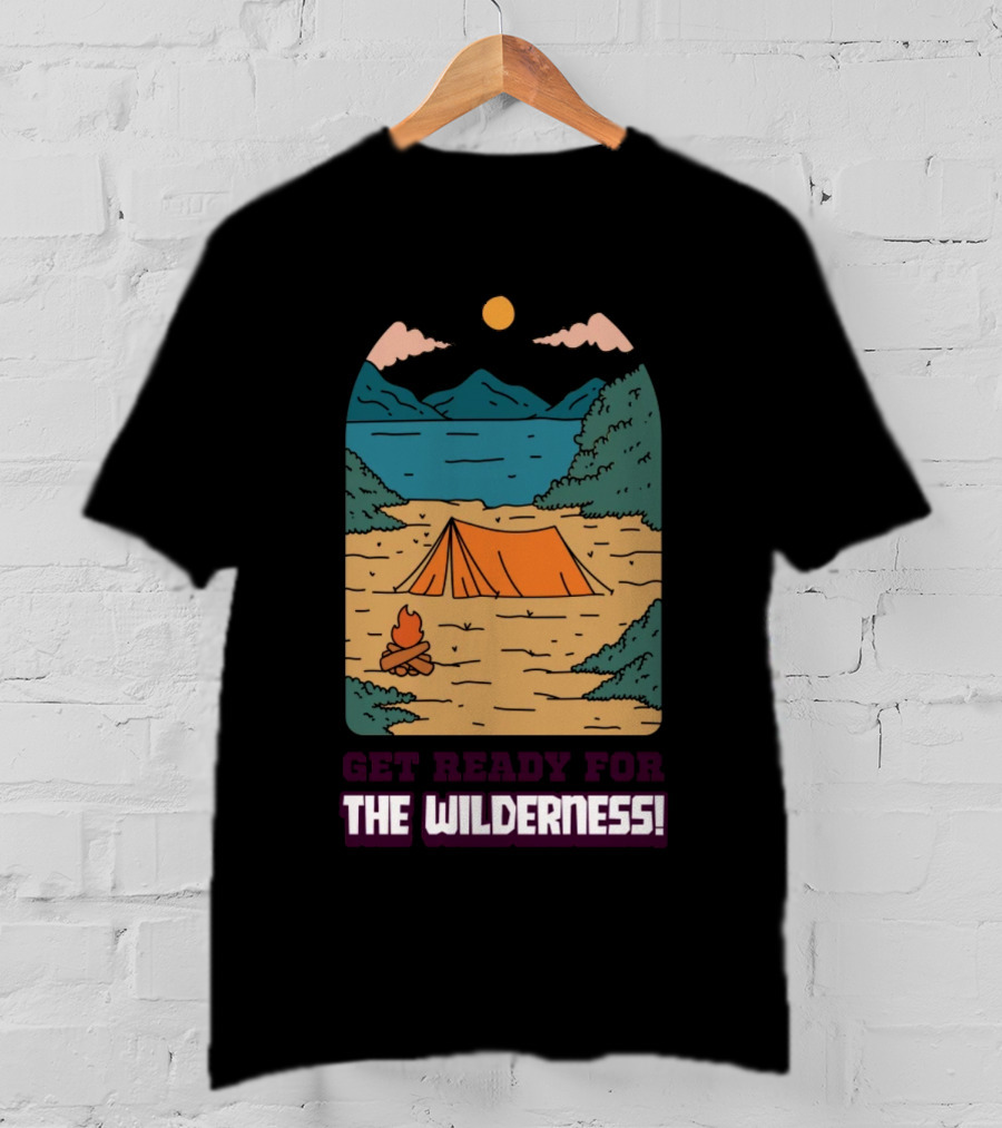 Get Ready For The Wilderness Camping Scene With Tent And Campfire T-Shirt