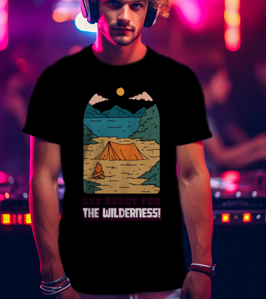 Get Ready For The Wilderness Camping Scene With Tent And Campfire T-Shirt
