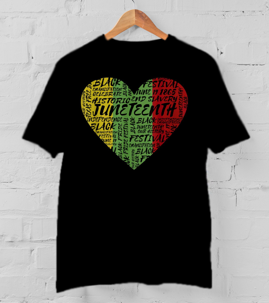 Juneteenth Heart Black Pride Emancipation Celebrate Independence 1865 Festival T-Shirt