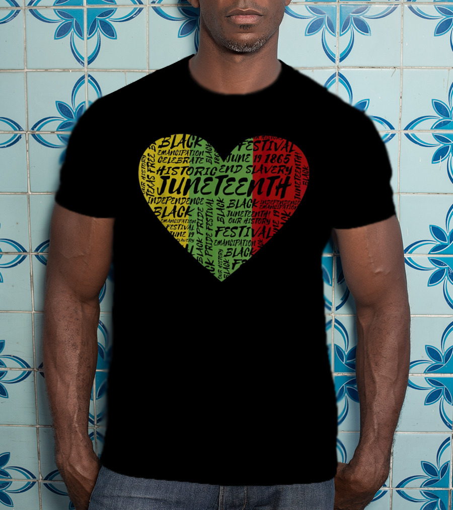 Juneteenth Heart Black Pride Emancipation Celebrate Independence 1865 Festival T-Shirt