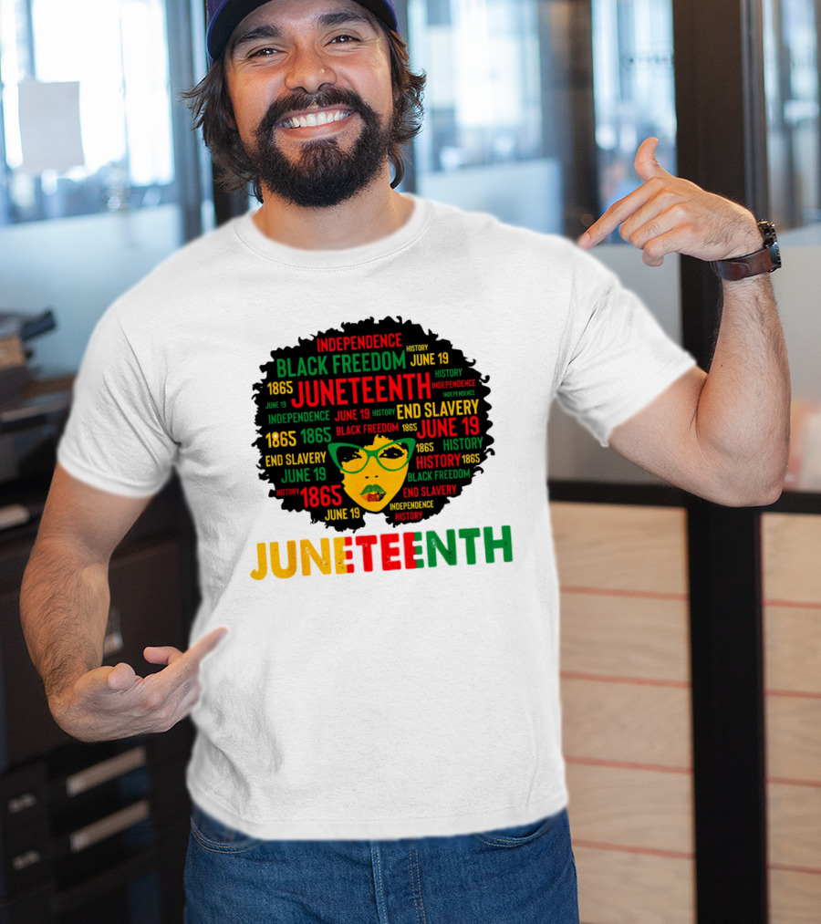 Juneteenth Independence Black Freedom End Slavery History June 19 1865 Afro Queen T-Shirt