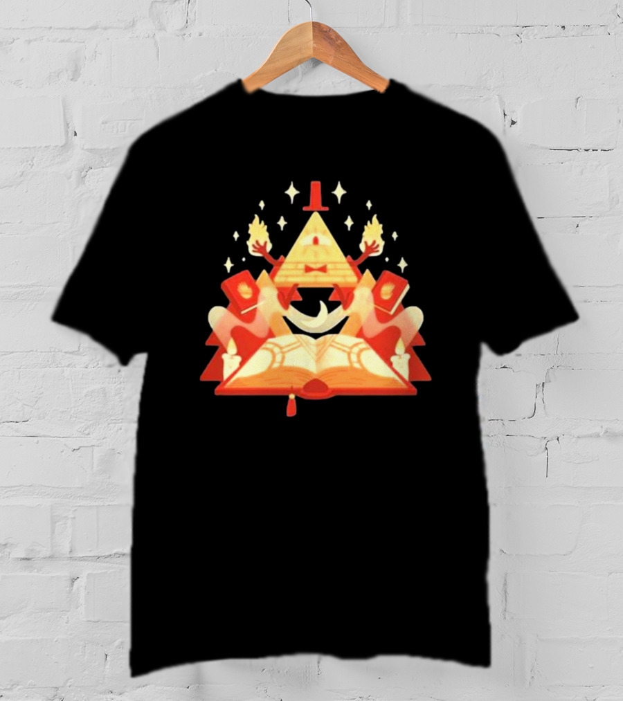 Bill Cipher Reding Book Gravity Falls Mystical Pyramid T-Shirt