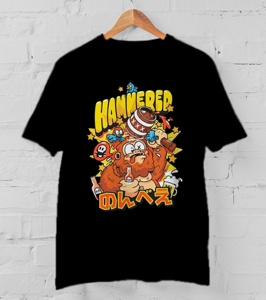 HAMMERED Cold Ones Merch Cartoon Character With Barrel And Birds T-Shirt