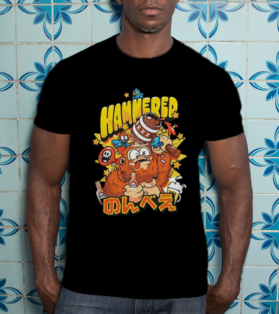 HAMMERED Cold Ones Merch Cartoon Character With Barrel And Birds T-Shirt