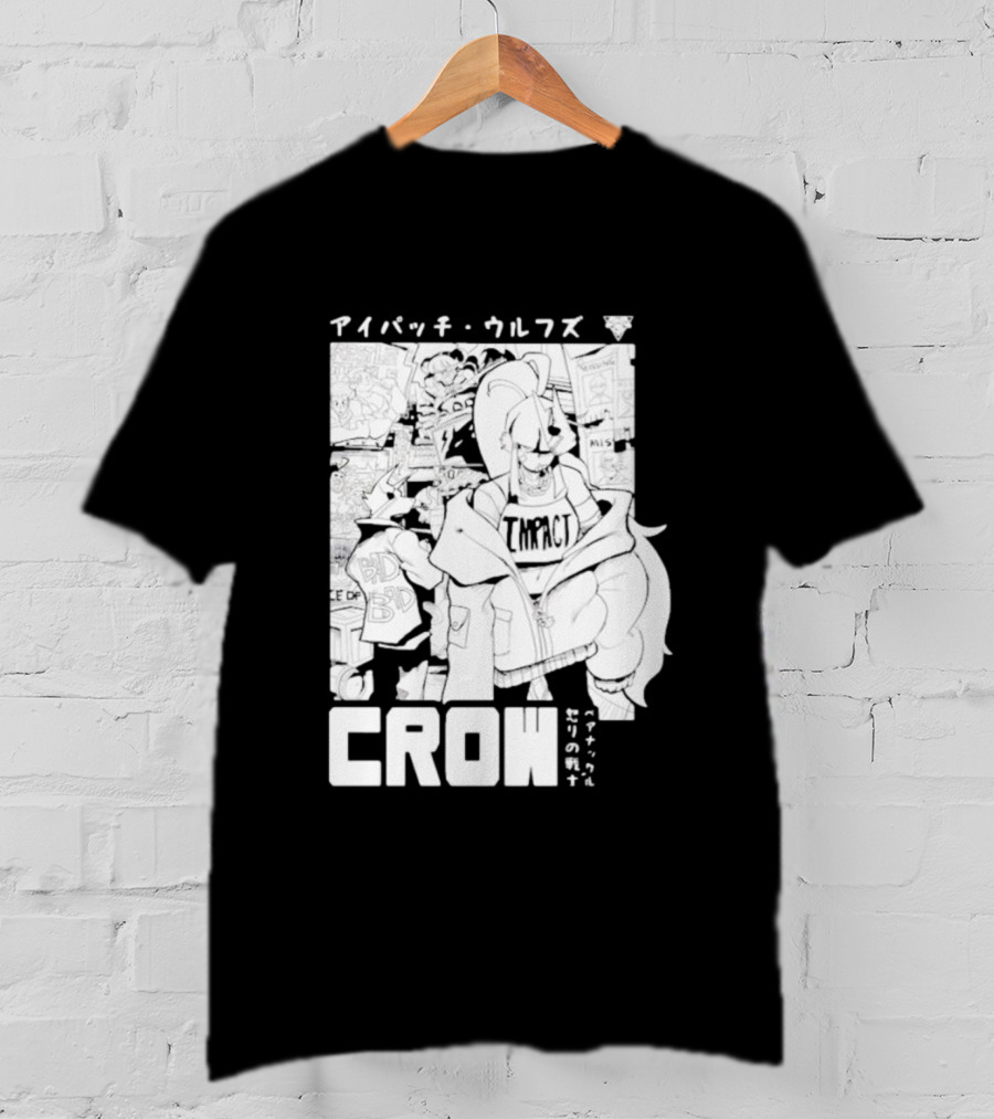 Crow Eyepatch Wolf Manga Style Impact Bad Edgy T-Shirt