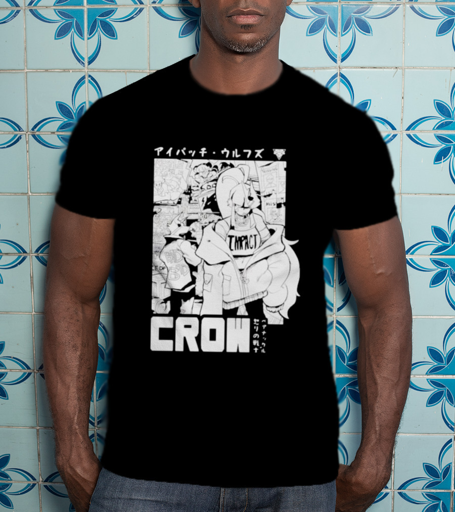 Crow Eyepatch Wolf Manga Style Impact Bad Edgy T-Shirt