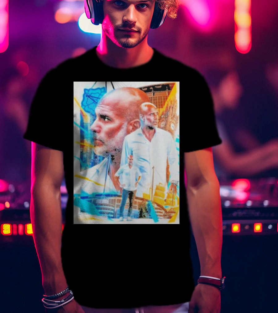 Josep Pep Guardiola New Football Bold Artful Portrait With Vibrant Urban Backdrop T-Shirt