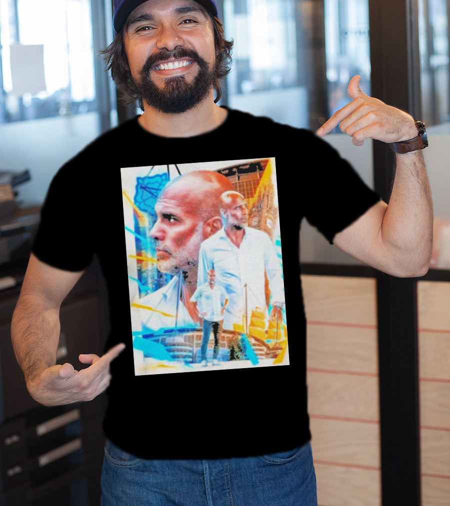 Josep Pep Guardiola New Football Bold Artful Portrait With Vibrant Urban Backdrop T-Shirt