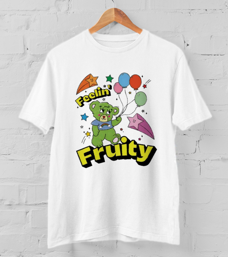 Smile Cult Store Feelin’ Fruity Bear With Balloons And Stars T-Shirt