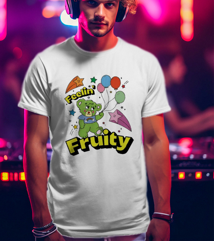 Smile Cult Store Feelin’ Fruity Bear With Balloons And Stars T-Shirt