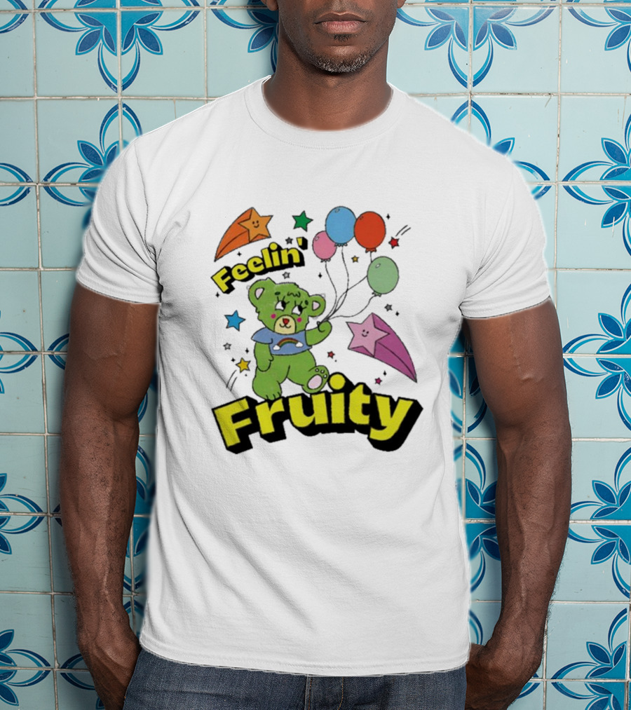 Smile Cult Store Feelin’ Fruity Bear With Balloons And Stars T-Shirt