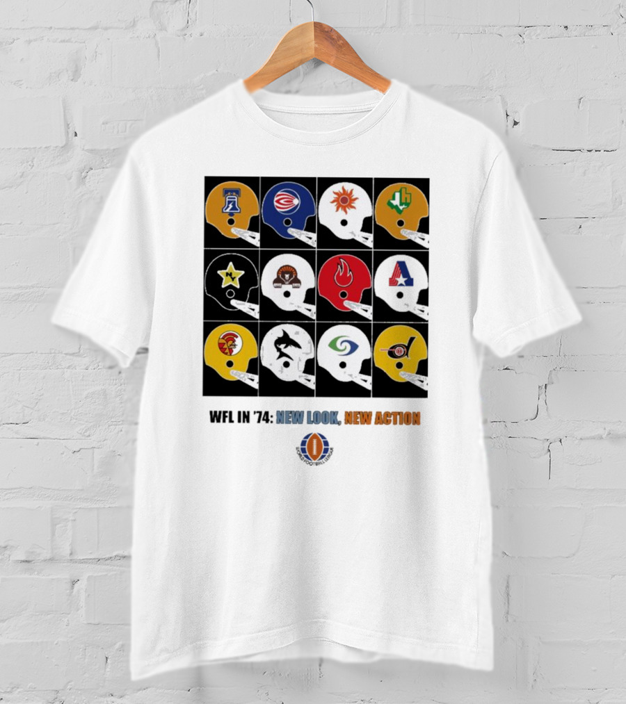 WFL In 1974 New Look New Action World Football League Helmets Collection T-Shirt