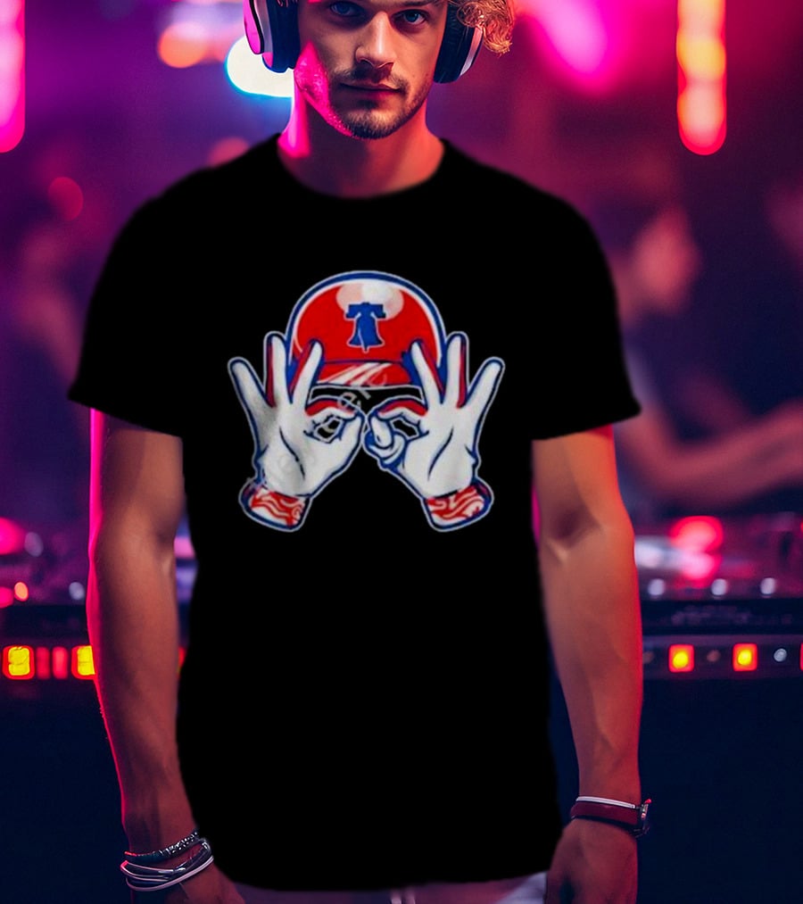 Philadelphia Liberty Bell Baseball Hand Gesture T-Shirt