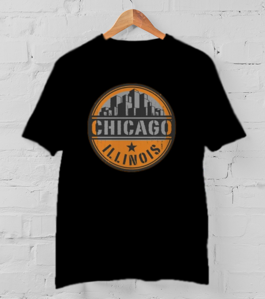 Chicago Illinois Skyline Urban Vintage Badge T-Shirt