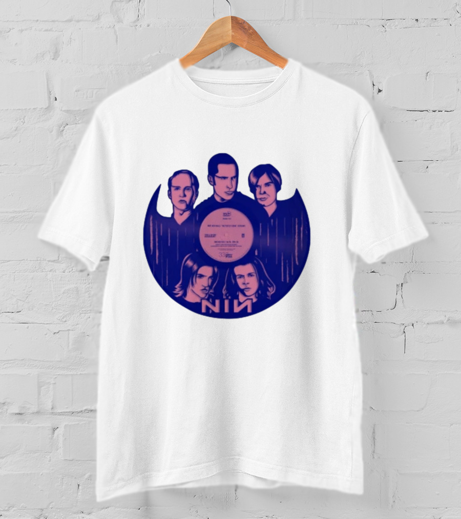 Nin Nine Inch Nails Band Vinyl Record T-Shirt