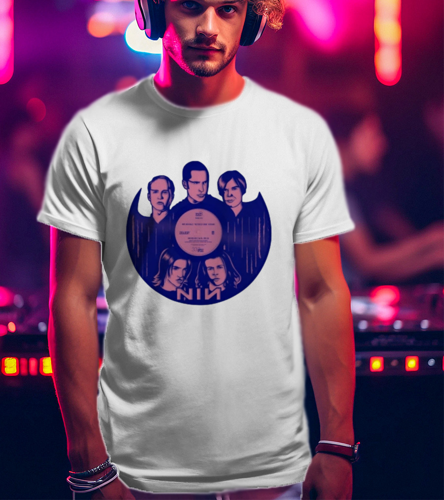 Nin Nine Inch Nails Band Vinyl Record T-Shirt