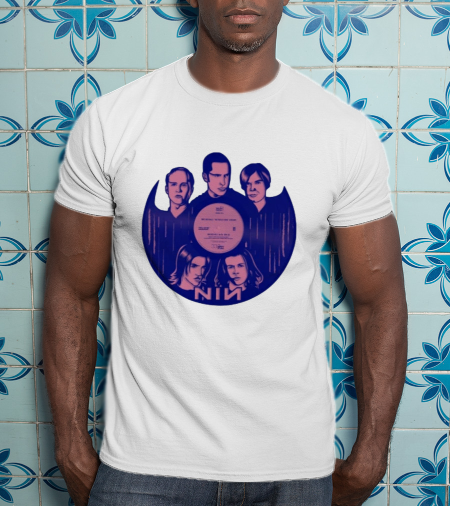 Nin Nine Inch Nails Band Vinyl Record T-Shirt