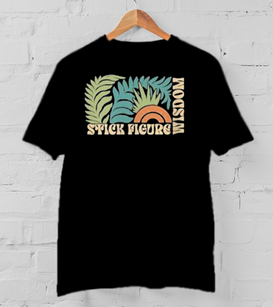 Stick Figure Wisdom Tropical Leaves Rainbow T-Shirt