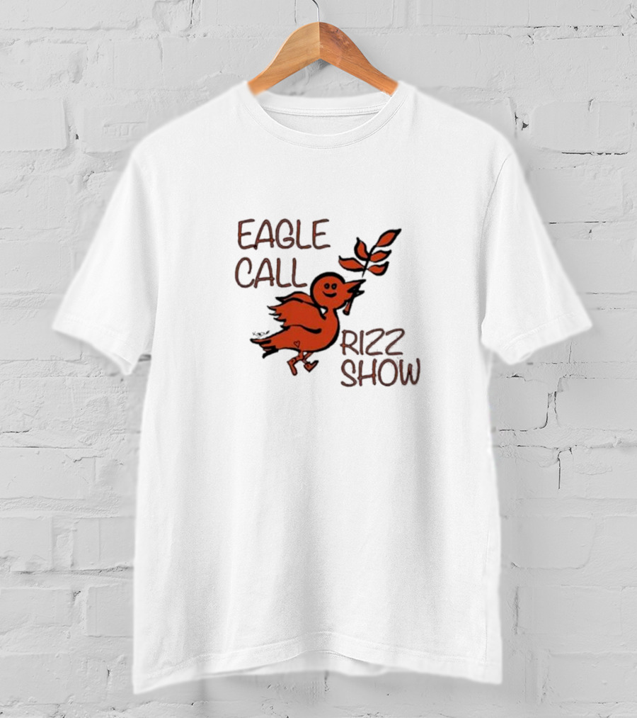 Eagle Call Rizz Show Orange Bird Holding Leaf T-Shirt