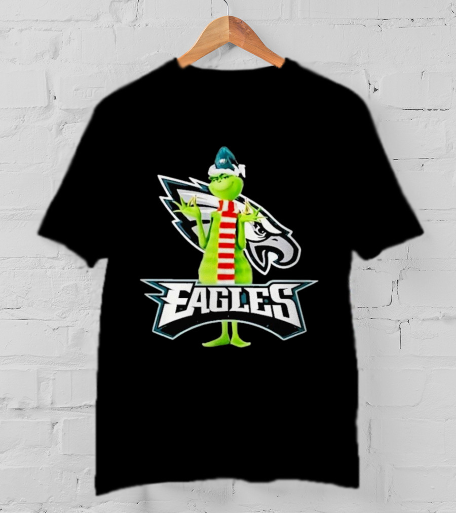 Grinch Philadelphia Eagles NFL Team Logo Combination T-Shirt