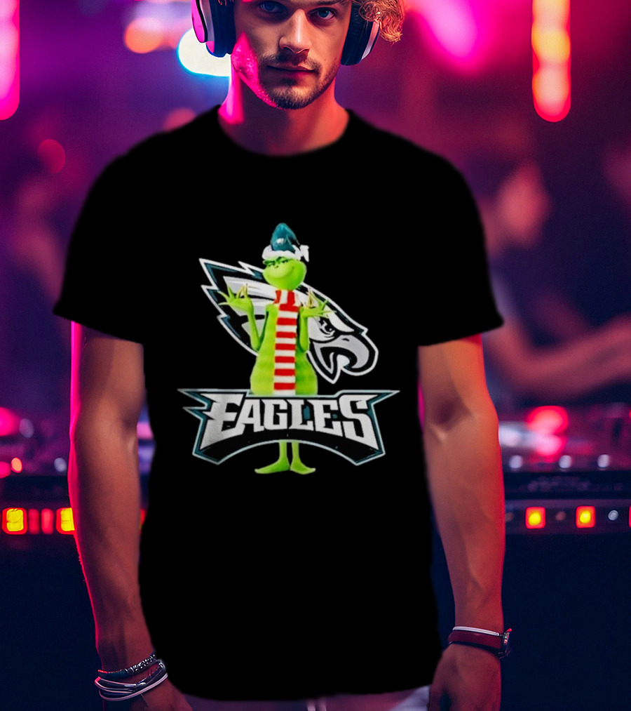 Grinch Philadelphia Eagles NFL Team Logo Combination T-Shirt