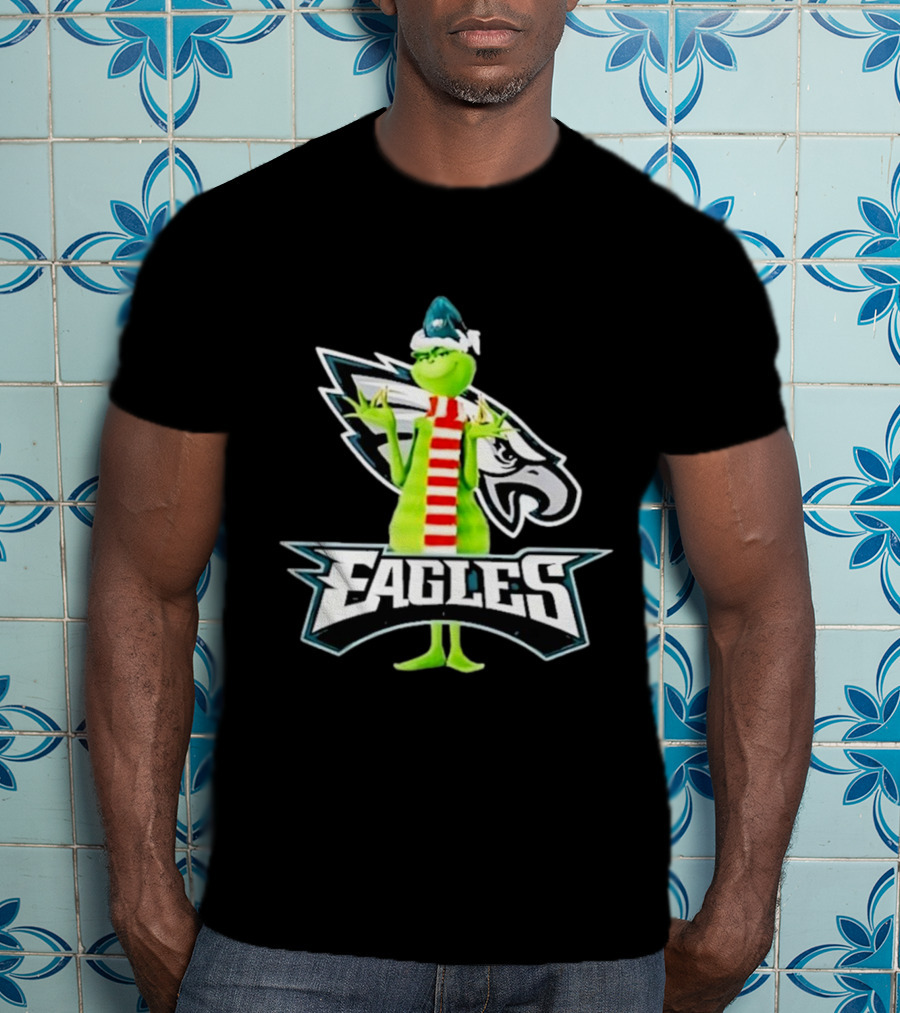 Grinch Philadelphia Eagles NFL Team Logo Combination T-Shirt