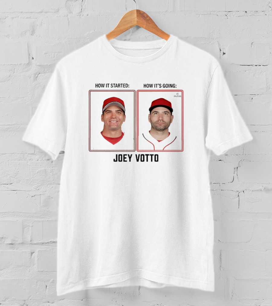 Joey Votto How It Started How It's Going MLBPA Then And Now T-Shirt