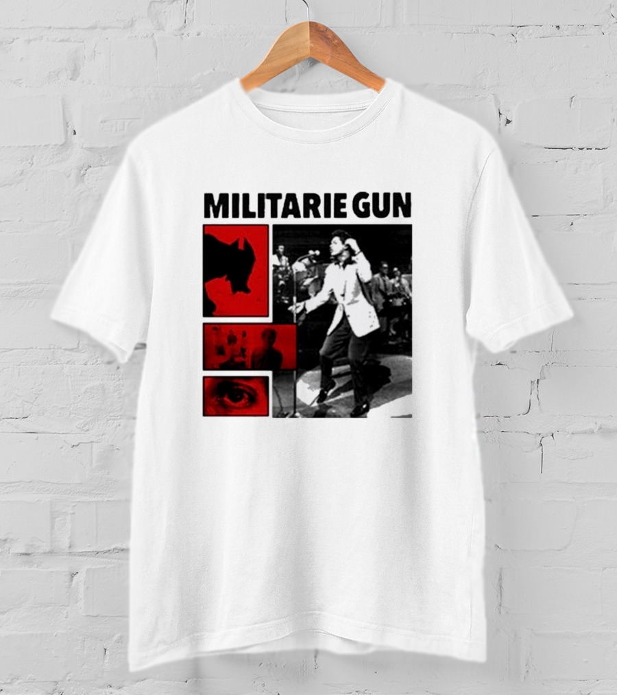 MILITARIE GUN Red Black Collage Performance T-Shirt