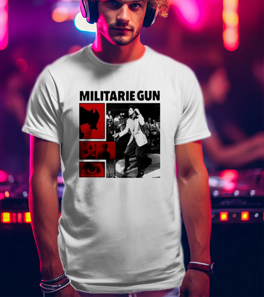 MILITARIE GUN Red Black Collage Performance T-Shirt